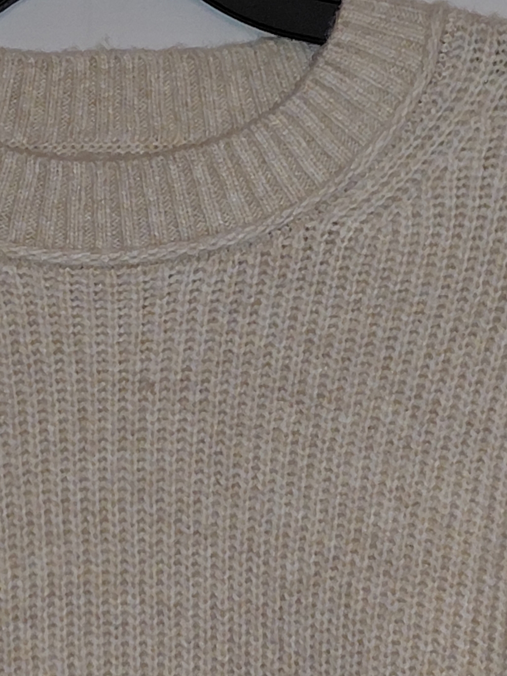 Women's Oatmeal Heather Time and Tru Shaker Stitch Mock Neck Sweater 2XL & 3XL - Picture 8 of 11